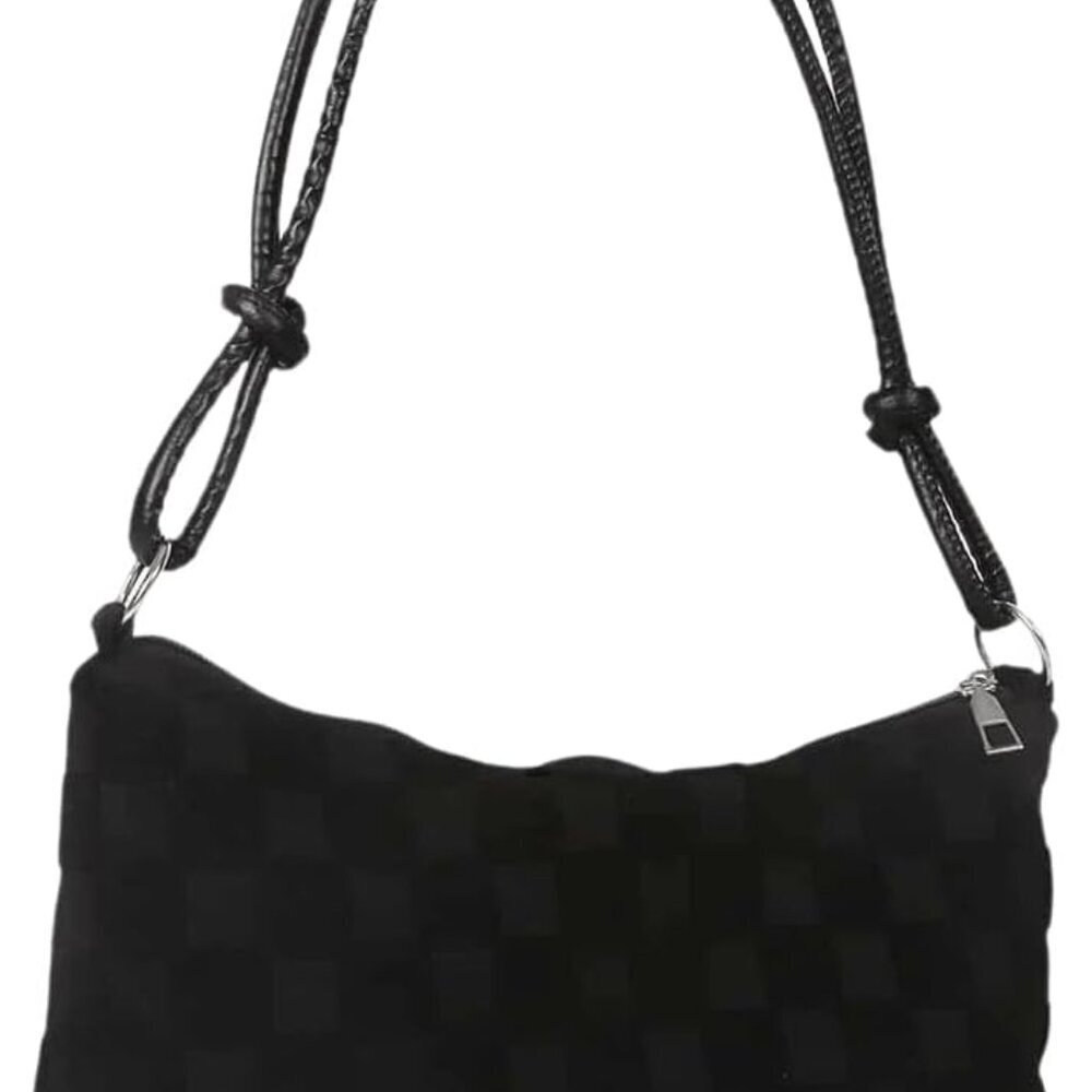 Women's Hobo Purse Checkered Zip Up Shoulder Bag Casual Handbag